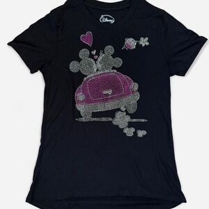 Disney Mickey Mouse and Minnie Mouse car t-shirt with bedazzled rhinestones